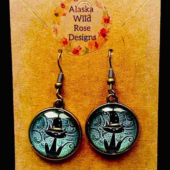 Source Unknown Jewelry - Blue & Whimsical Black Cat Handmade Earrings Halloween